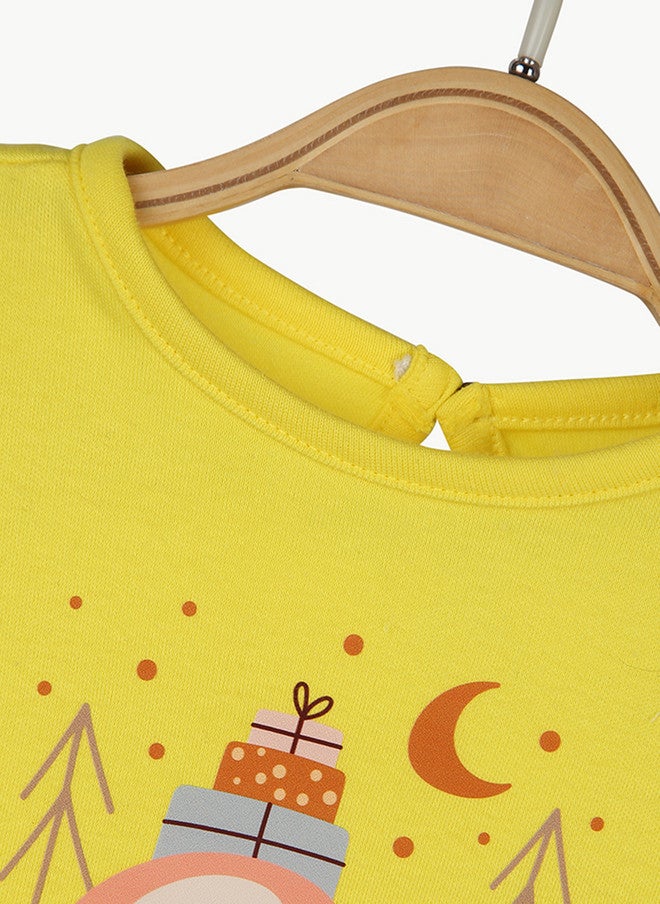 Bontots Infant Girls Organic Cotton Dress - Yellow A-Line with Full Sleeves - Image 5